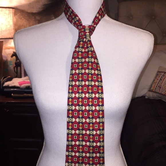 Red and Navy Blue silk tie - Picture 3 of 6